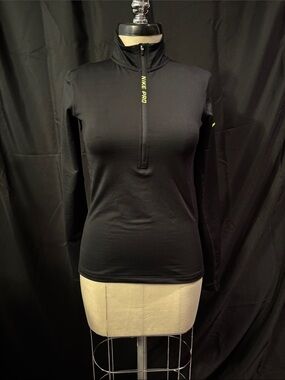 Nike Pro Black Long-Sleeve Quarter-Zip Training Top